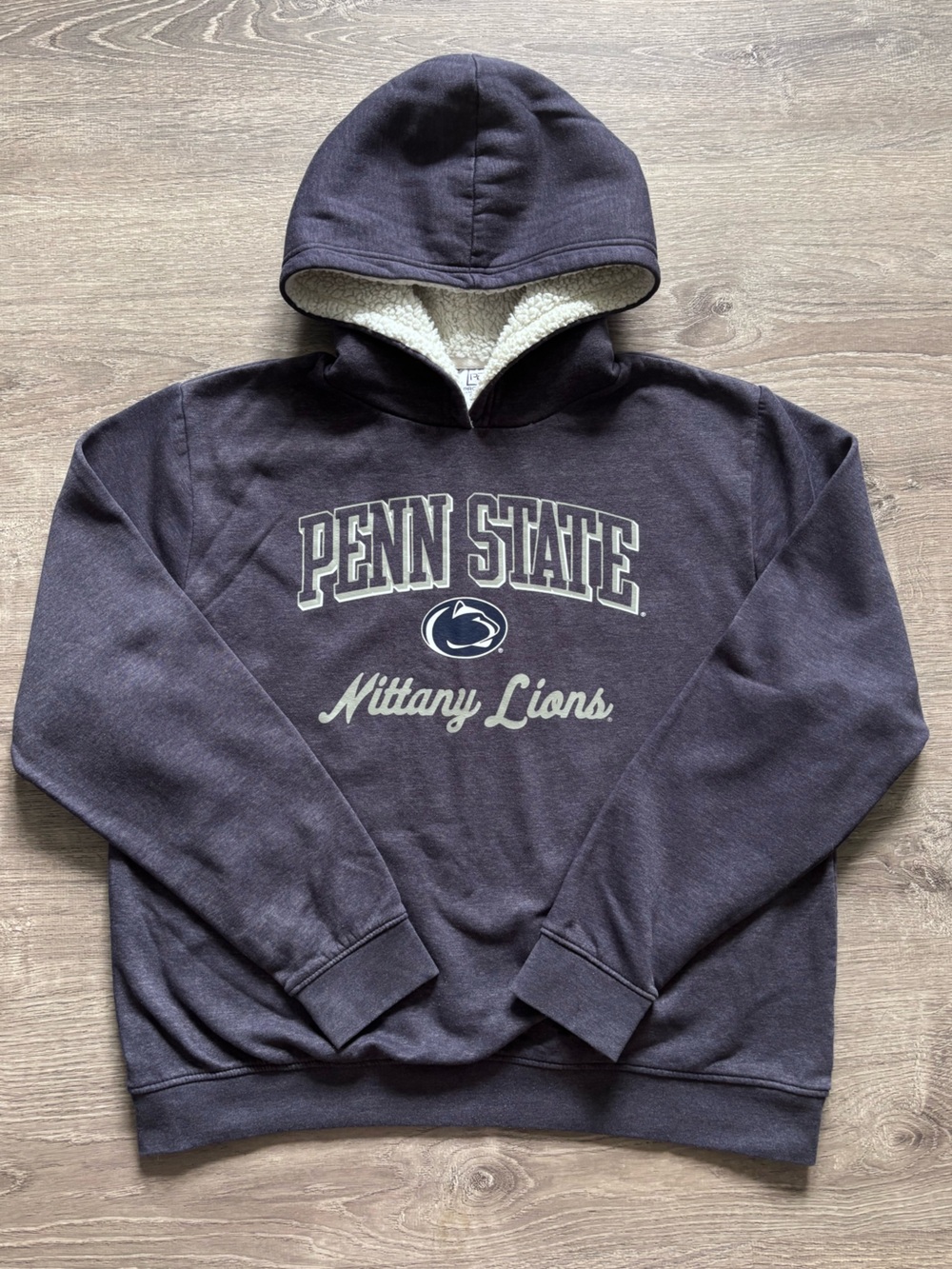 Pro Edge Navy Penn State Kids Hoodie with Sherpa Lining